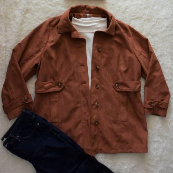 FAUX SUEDE PLUS SIZED JACKET NWT - Picture 1 of 6